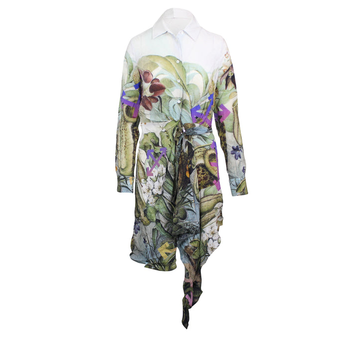 Multi Botanical Silk Shirt Dress