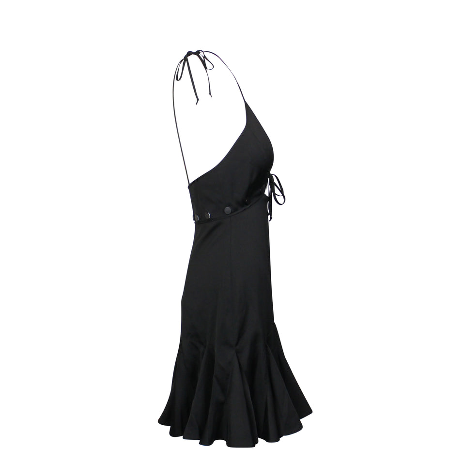 Black Polyester Snap Bikini Mini Dress