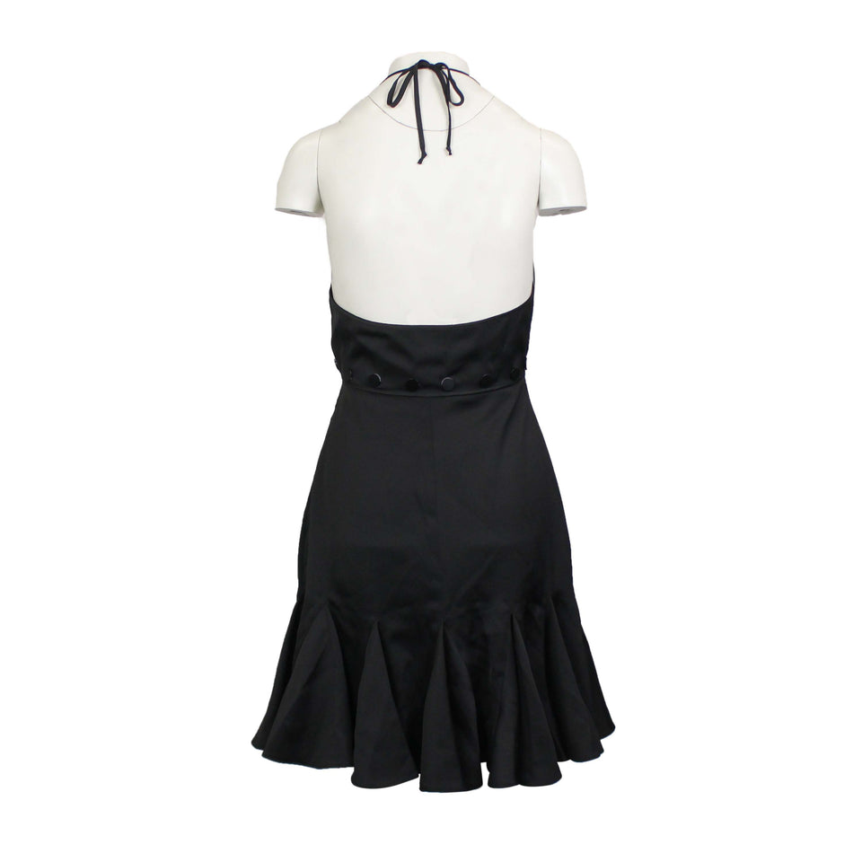 Black Polyester Snap Bikini Mini Dress