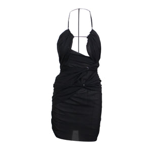 Black Cinched Sash Mini Dress