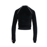 Black Velour Logo Zip-Up Sweatshirt