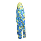 Multi Lemon Print Silk Pleated Bib Dress