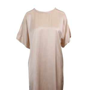 Pink Satin Short Sleeve Dress