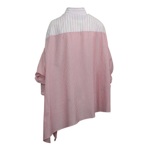 Pink Assymetric Logo Stripe Shirt Dress