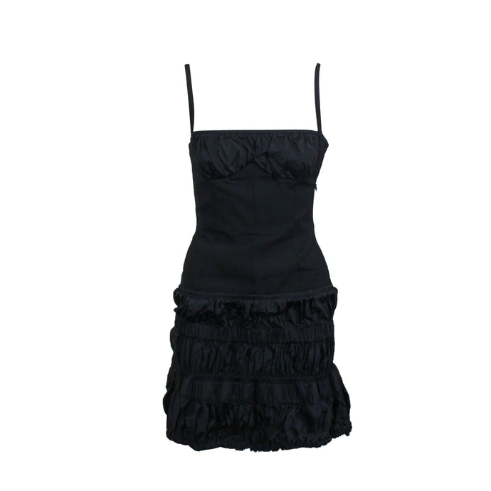 Black Shirred Bustier Dress