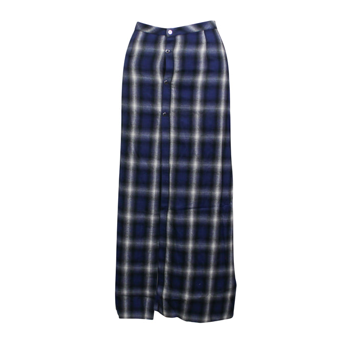 Women's Cotton Flannel Hi-Low Skirt - Blue