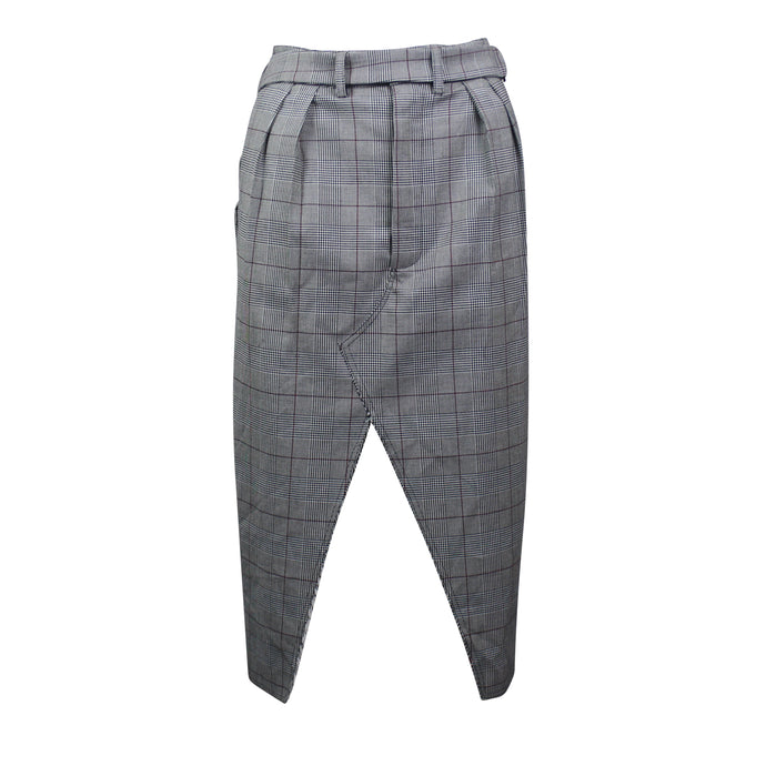 Gray Check Pattern Hybrid Midi Skirt