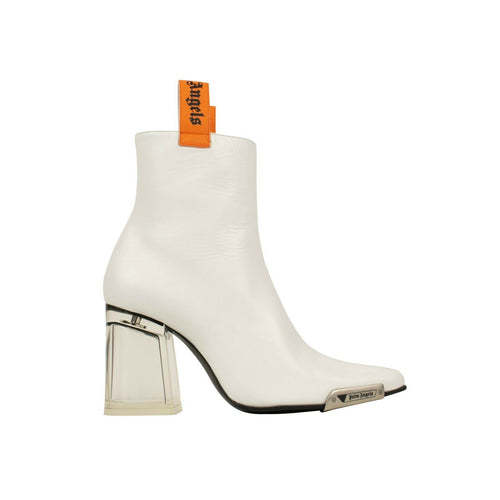 Palm Angels Block Heels Ankle Boots Shoes - White