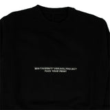 Men's Black Cotton Slogan Print Longline Sweatshirt