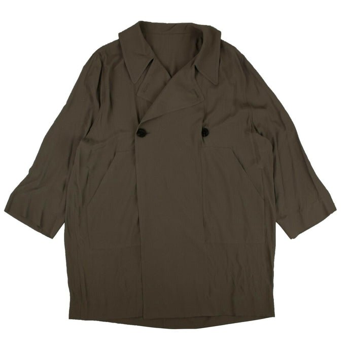 RICK OWENS Dust Gray Silk Oversized Parka Jacket