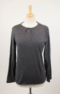 Woman's Gray Wool Blend Blouse Shirt Top