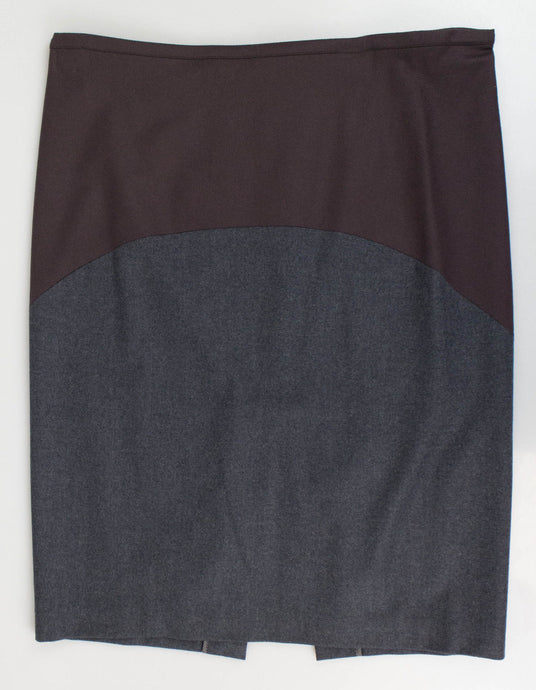 Gray/Brown Wool Blend Pencil Skirt
