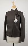 Brown Wool Blend Bomber Jacket With Brooch