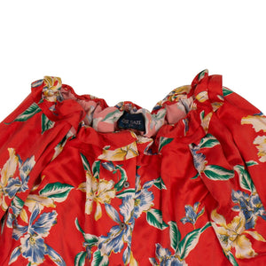 Silk Floral 'Aloha' Off-Shoulder Blouse - Red