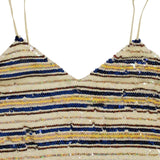 Sequin Cream And Multicolored Striped Mini Slip Dress