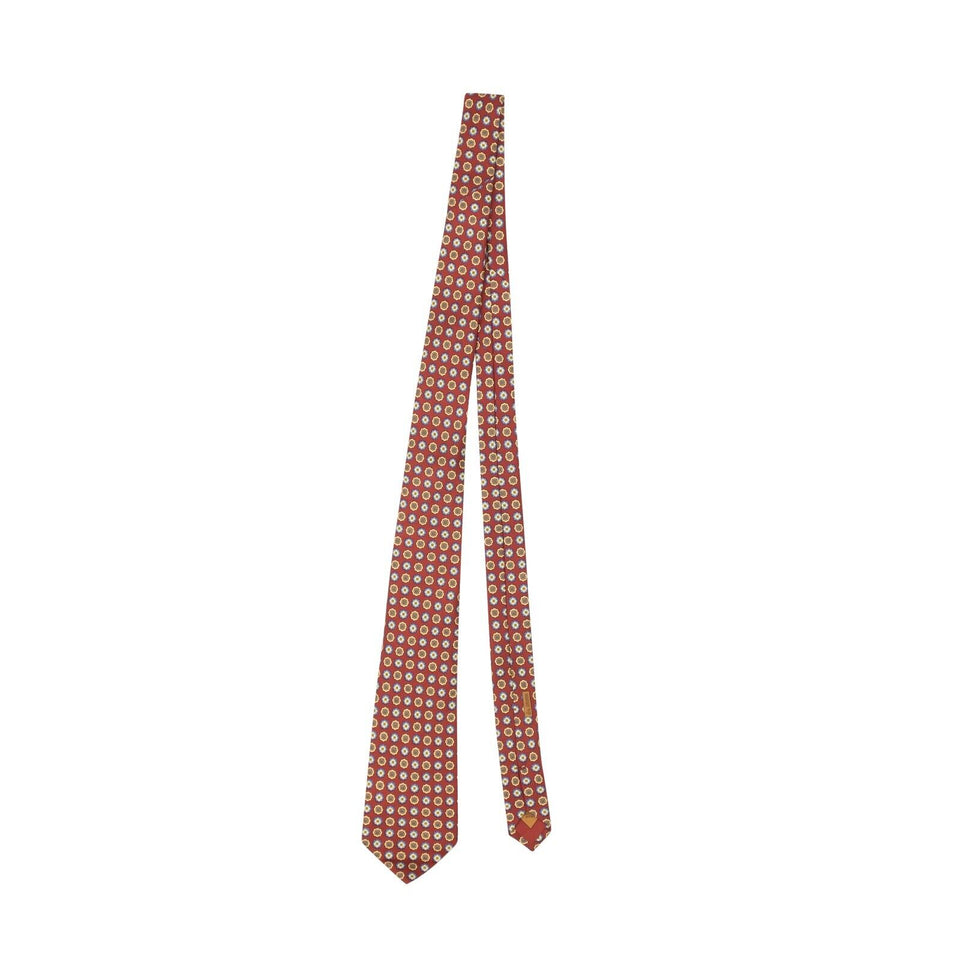 Brioni Silk Handmade Geometric Tie - Brown