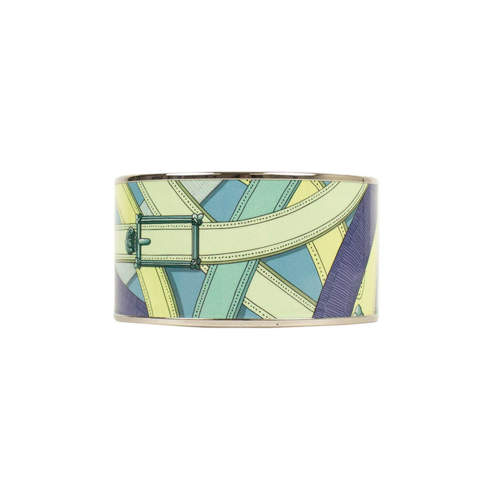Blue And Green 'Cavalcadour' Design Extra Wide Bangle Bracelet
