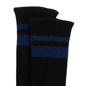 Women's Black And Blue Ribbed Mid Length Socks