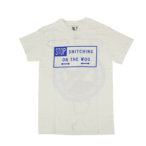 VLONE x POP SMOKE 'Stop Snitching' Short Sleeves T-Shirt - White/Blue