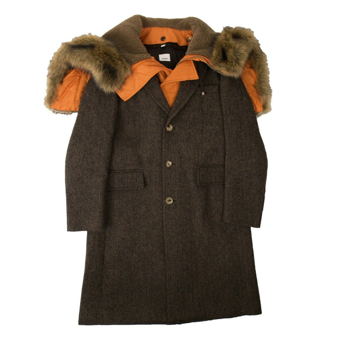 Brown Fur Hooded Long Coat
