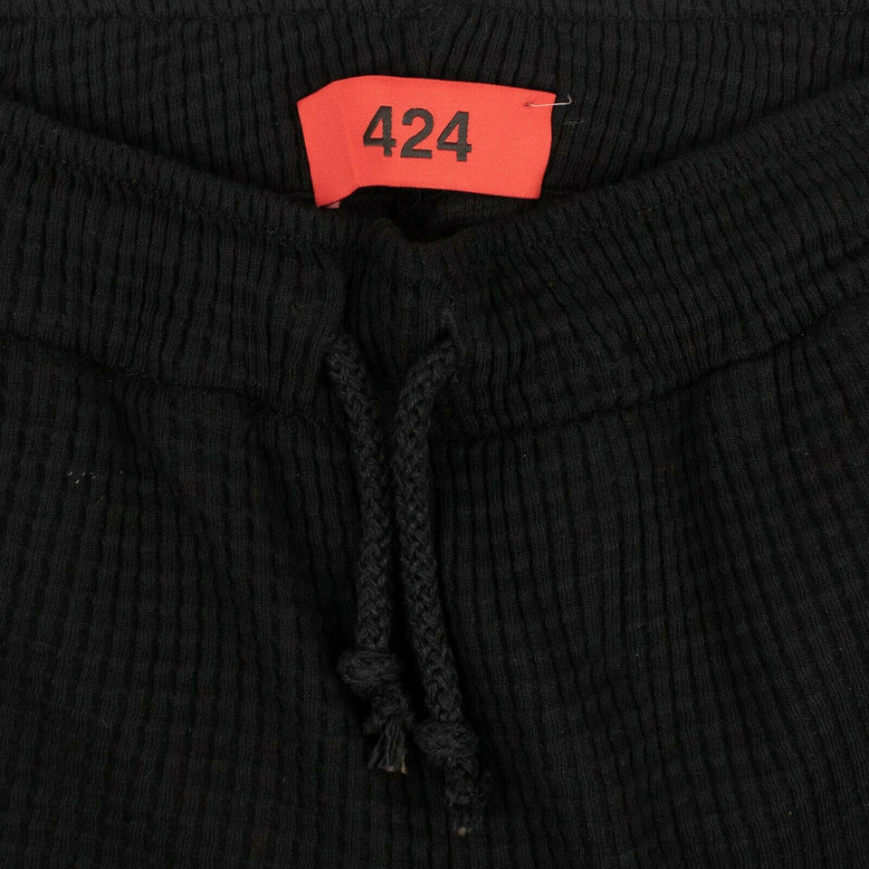 Black Waffle Ribbed Sweatpants