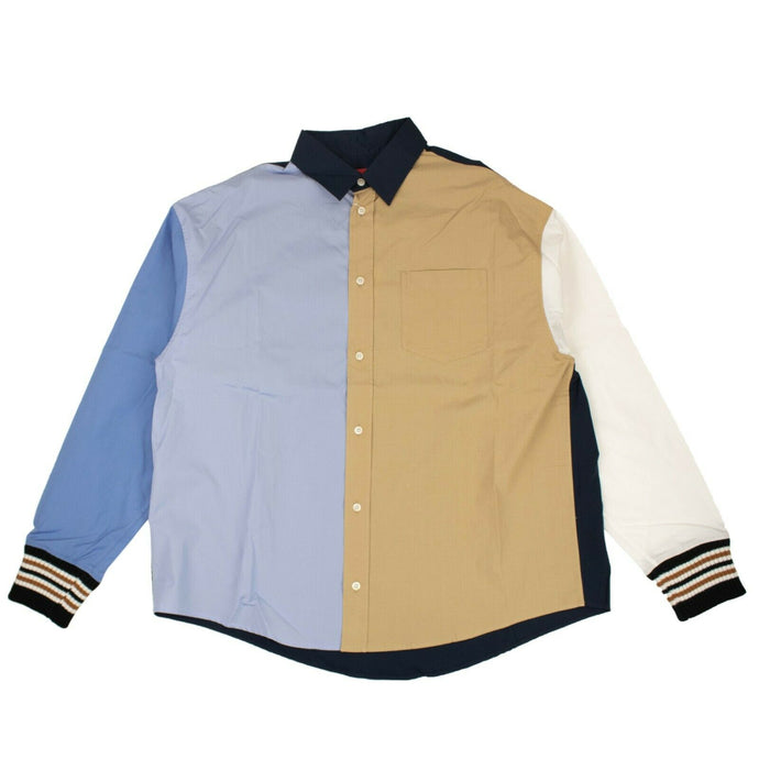 Tan And Blue Multicolor Collar Shirt