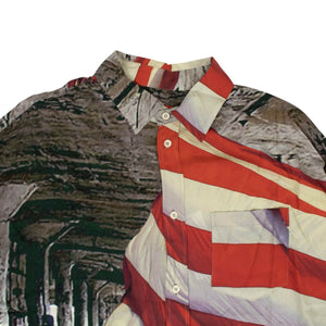 Red Multicolor American Flag Shirt