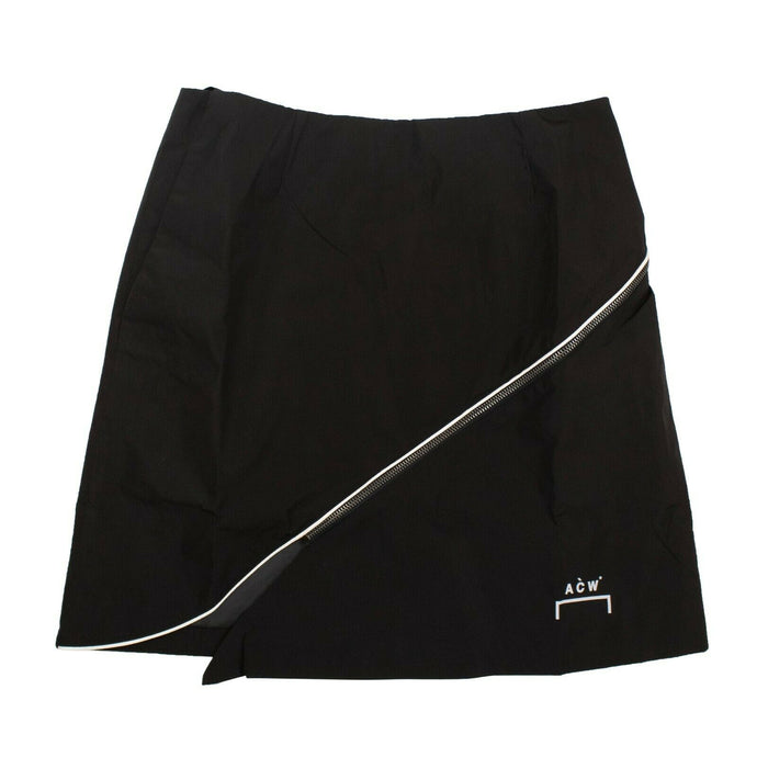 Women's Black Zip Embellished Shell Skirt