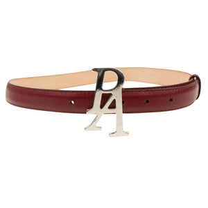 Red Leather Logo Plate Belt