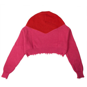 Red And Pink Distressed Hem Sweater