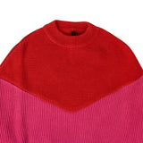 Red And Pink Distressed Hem Sweater