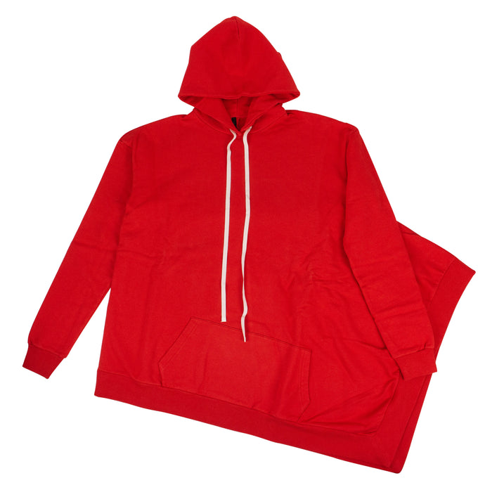Red Oversized Long Hoodie