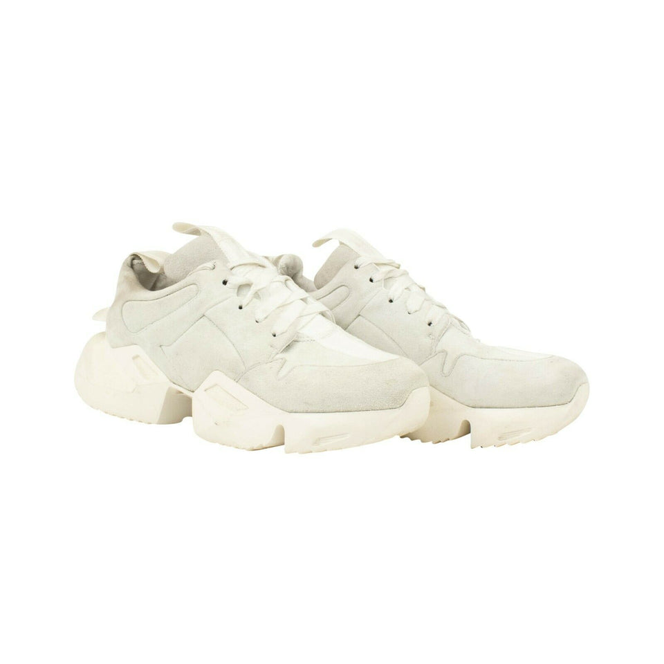 White Chunky Heel Sneakers