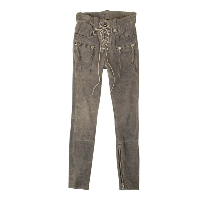 Gray High-Rise Lace Trousers