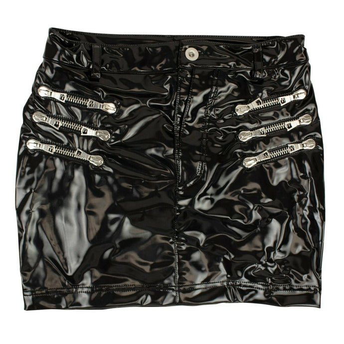 Faux Leather Zipper Mini-Skirt