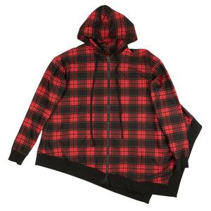 Red and Black Plaid Poncho Jacket