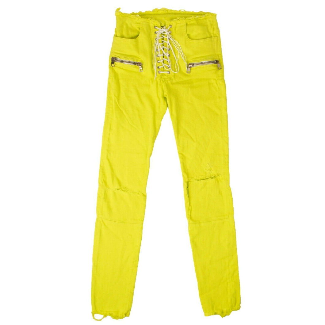 Neon Yellow Lace Up Pants