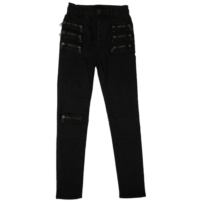 Black Multi Zip Skinny Jeans