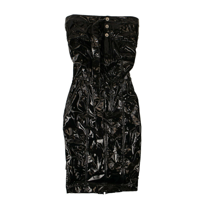 Black Strapless Varnished Dress