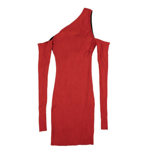 Women's Red Knit Off Shoulder Mini Dress