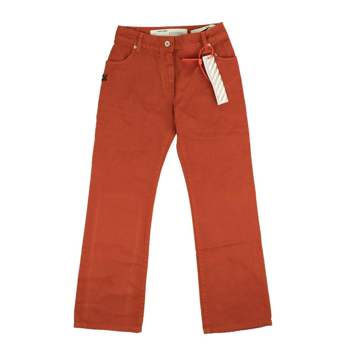 Orange Diag Stripe Flared Jeans