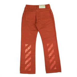 Orange Diag Stripe Flared Jeans