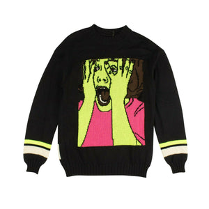Black Screaming Face Pullover Sweater