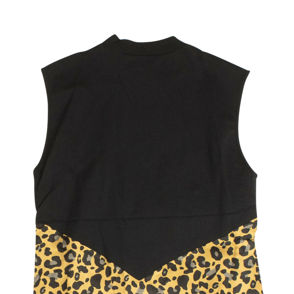 Black/Leopard Print Sleeveless Dress