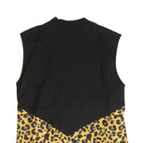 Black/Leopard Print Sleeveless Dress
