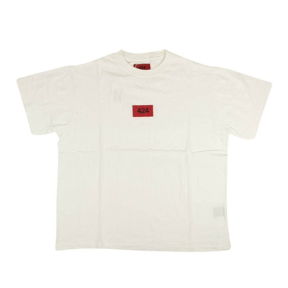 White Short Sleeve Red Logo Patch T-Shirt