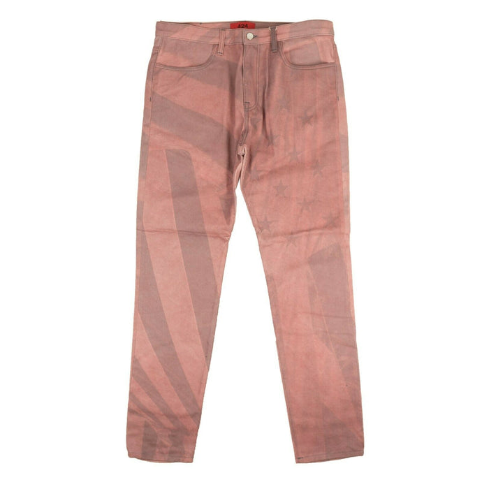 Red And Gray All Over Flag Print Denim Jeans