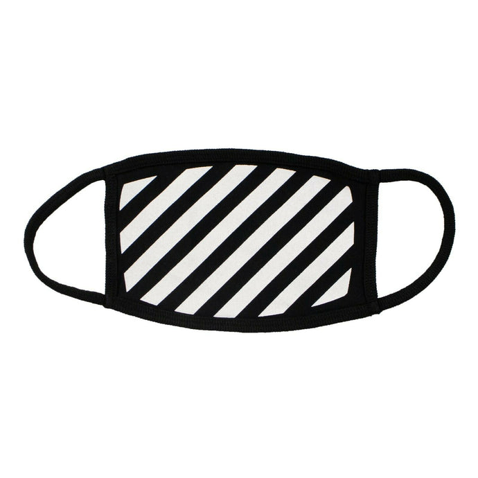 Black White Diag Stripe Mask
