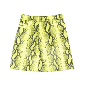 Yellow Snake Leather Mini Skirt