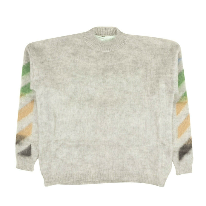 Gray Diag Brushed Mohair Sweater